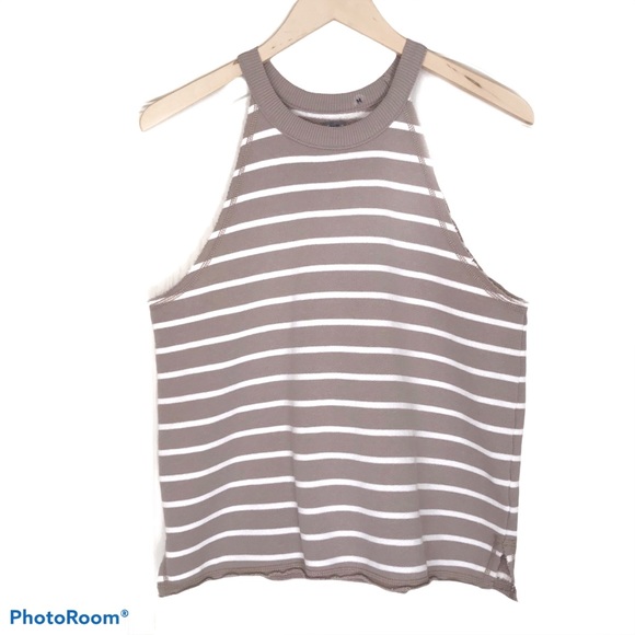Aerie Halter Striped Sweatshirt Tank Top - Picture 2 of 12